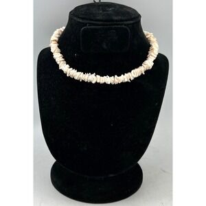Vintage‎ PUKA Shell Choker Necklace Surfer Beach jewelry Hawaiian Barrel 14"
